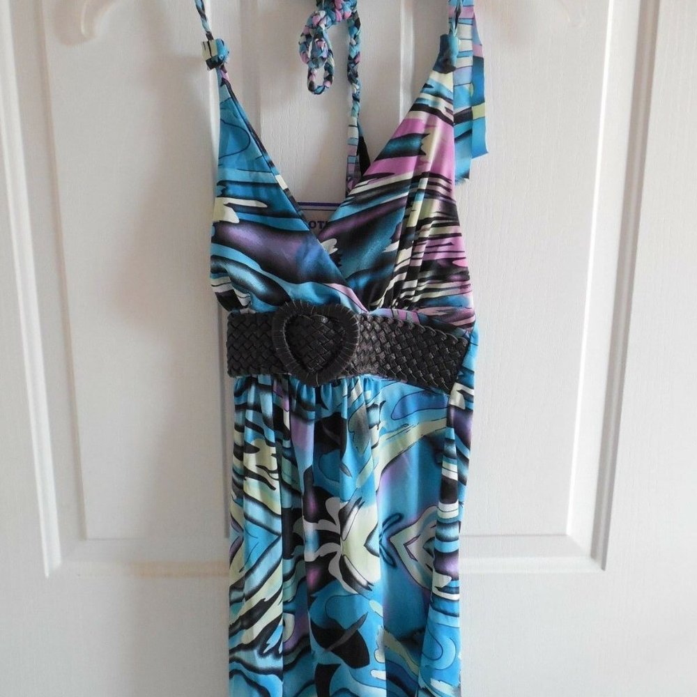 New Women’s Sexy Braided Halter Dress W/Heart Belt Size Small